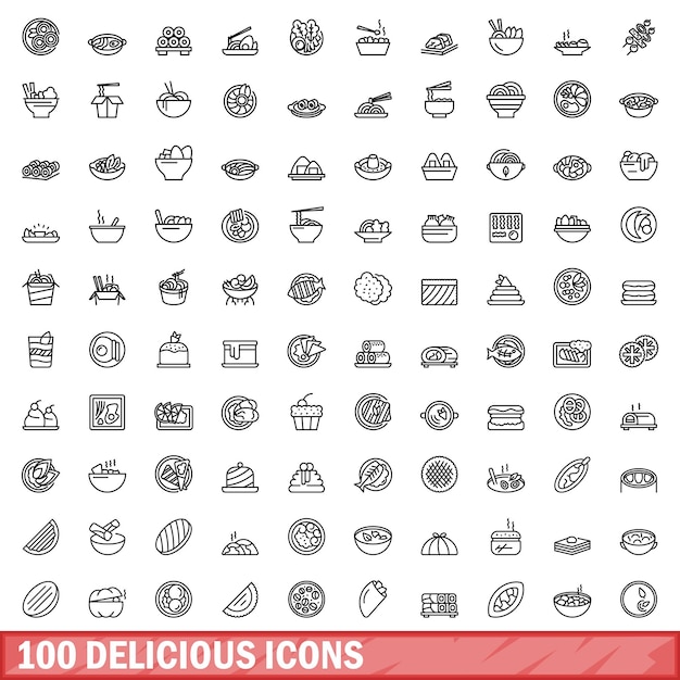 100 deliciosos iconos establecer estilo de esquema