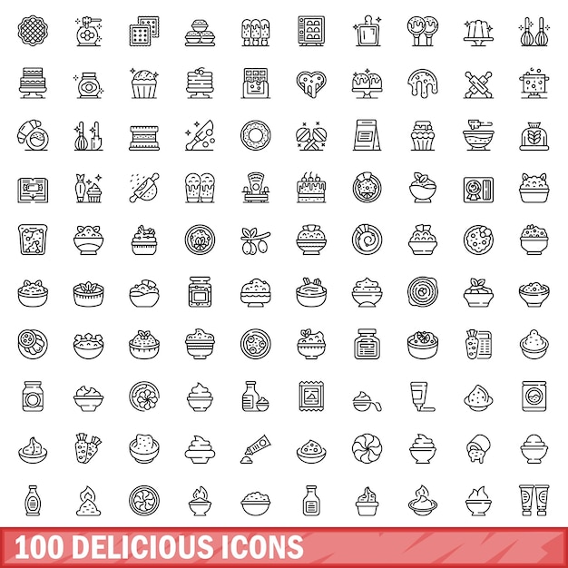 100 deliciosos iconos establecer estilo de esquema