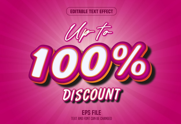 100% de descuento efecto de texto 3d