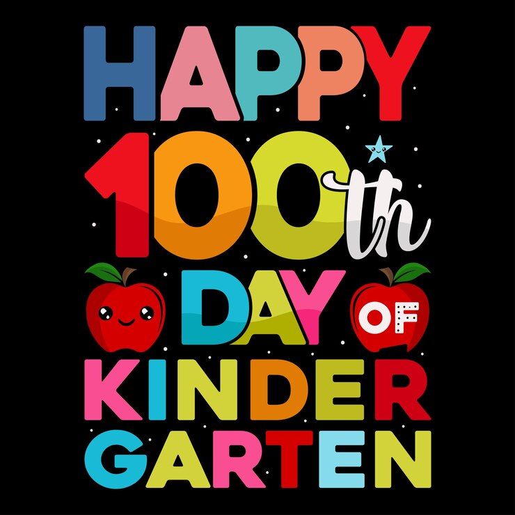 100º día de escuela diseño de camisetas coloridas, camiseta de jardín de infantes.