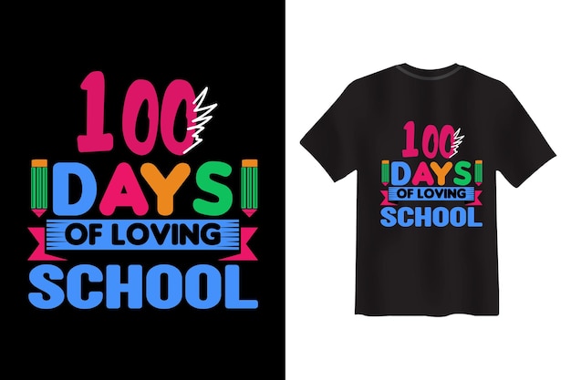 Vector 100 días de amoroso diseño de camiseta escolar.