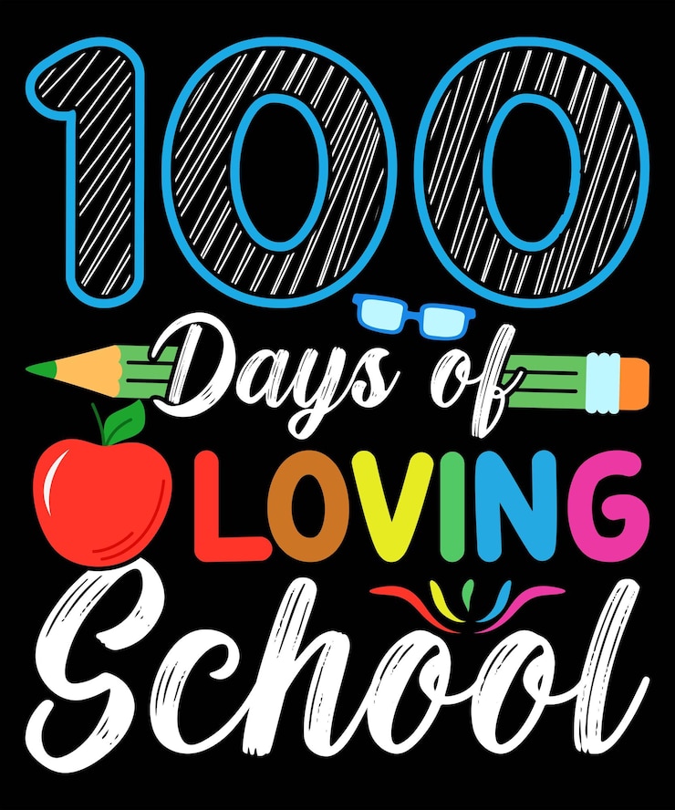 Vector 100 días de amoroso diseño escolar.