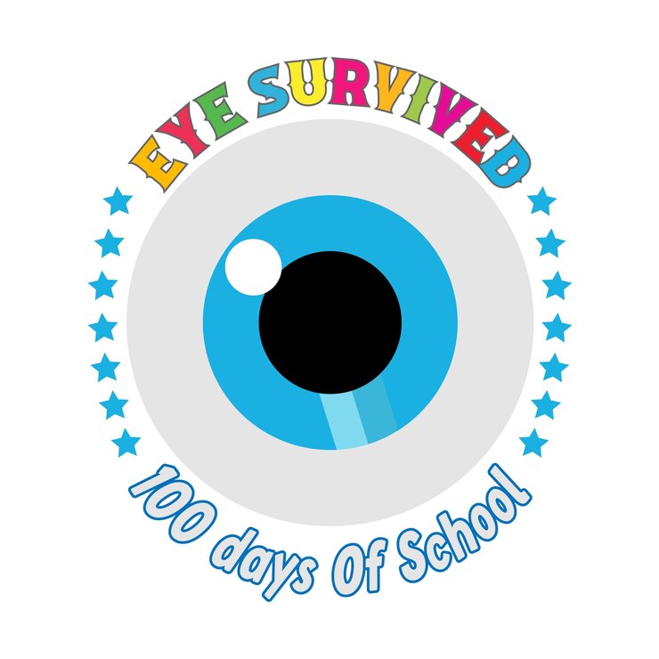 Vector 100 días de camiseta ojo sobrevivió a 100 días de escuela