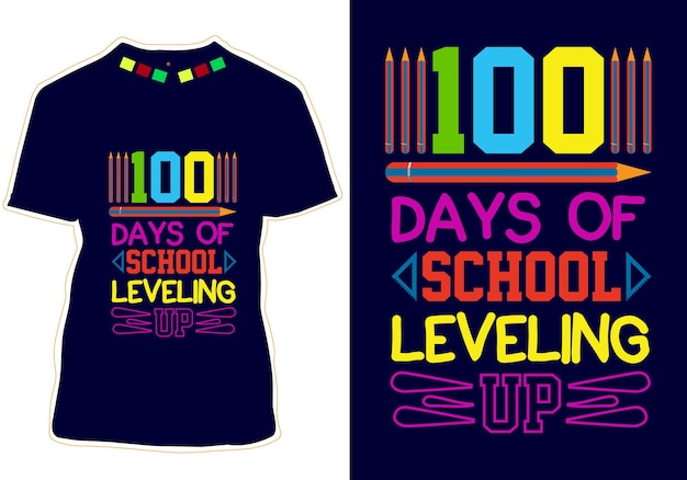 100 días de diseño de camiseta escolar Vector
