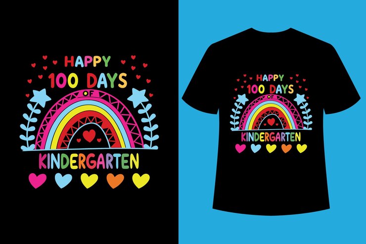Vector 100 días de diseño de camisetas de tipografía escolar