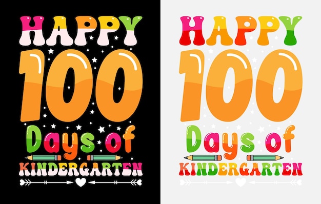 Vector 100 días de escuela, diseño de camiseta de cien días, camiseta de celebración de 100 días, día 100