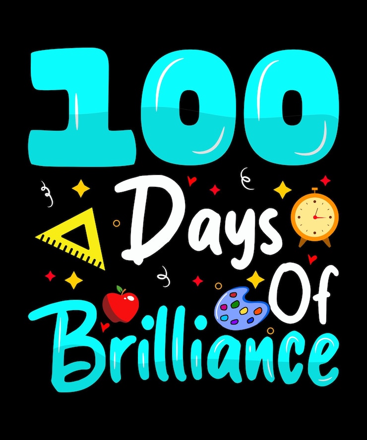Vector 100 días de escuela ilustración vectorial de diseño de camisetas