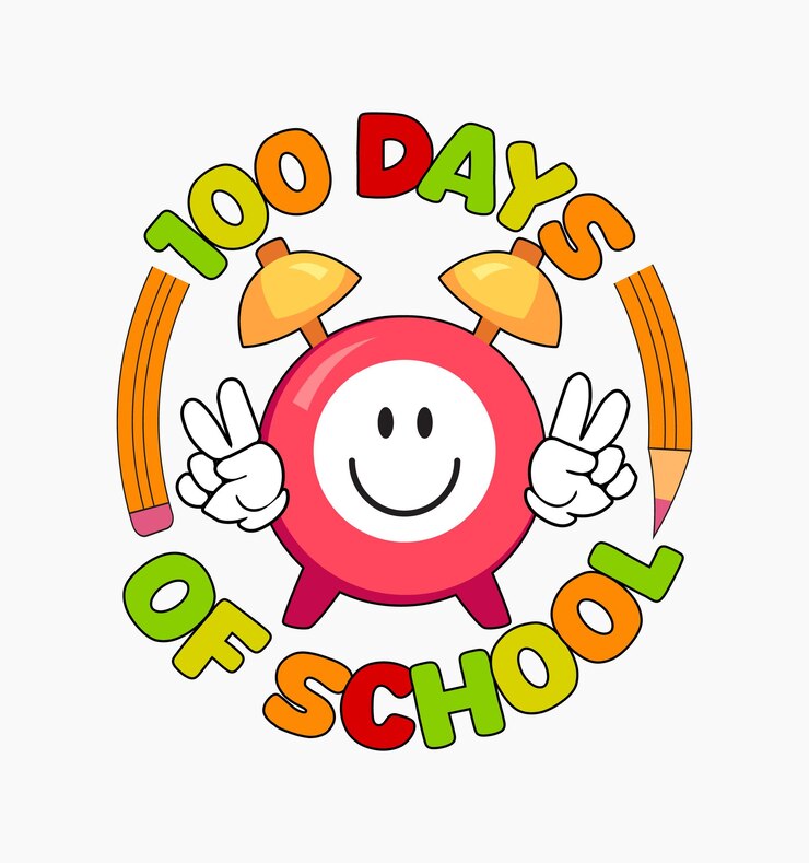 Vector 100 días de escuela sonrisa cara divertida 100 días de diseño de camiseta escolar