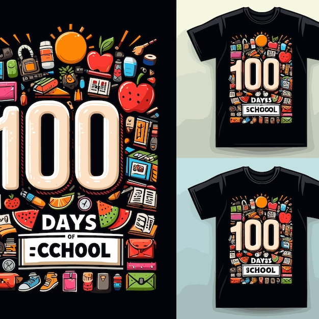 100 días de iconos y elementos vectoriales escolares