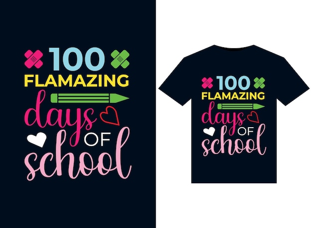 100 flamantes días de ilustraciones escolares para el diseño de camisetas listas para imprimir
