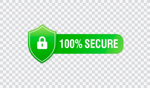 100 Icono de vector grunge seguro Insignia o botón para sitio web de comercio Firmar en fondo transparente