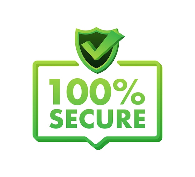 100 Icono de vector grunge seguro Insignia o botón para el sitio web de comercio Ilustración de stock vectorial