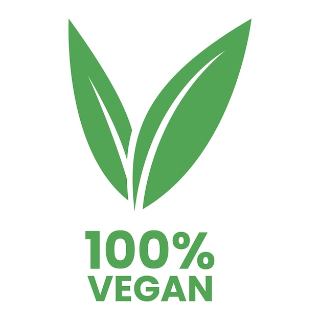 100 icono vegano con hojas verdes