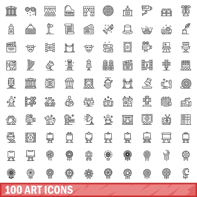 100 iconos de arte establecer estilo de esquema