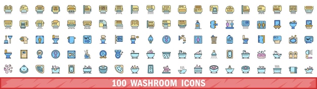 100 iconos de baños con estilo de línea de color