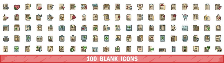 Vector 100 iconos en blanco configurados estilo de línea de color