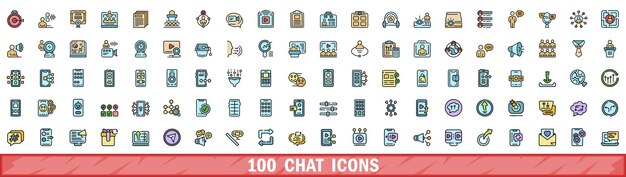 100 iconos de chat con estilo de línea de color