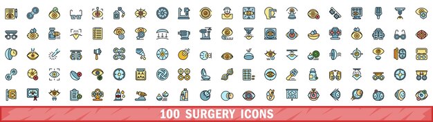 100 iconos de cirugía con estilo de línea de color