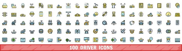 100 iconos de controlador ajustados al estilo de la línea de color