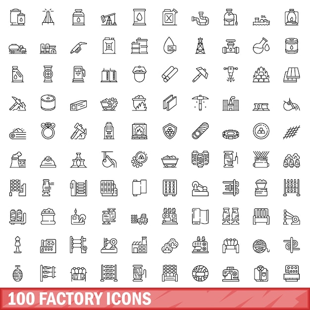 100 iconos de fábrica establecer estilo de esquema