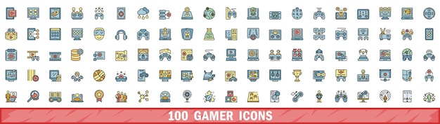 100 íconos de jugadores con estilo de línea de color