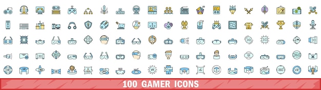 100 íconos de jugadores con estilo de línea de color
