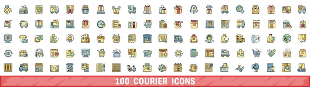 100 iconos de mensajero con estilo de línea de color