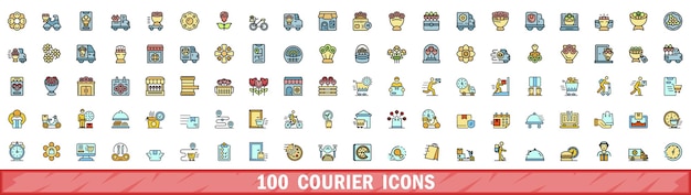100 iconos de mensajero con estilo de línea de color
