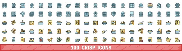 100 iconos nítidos establecidos estilo de línea de color