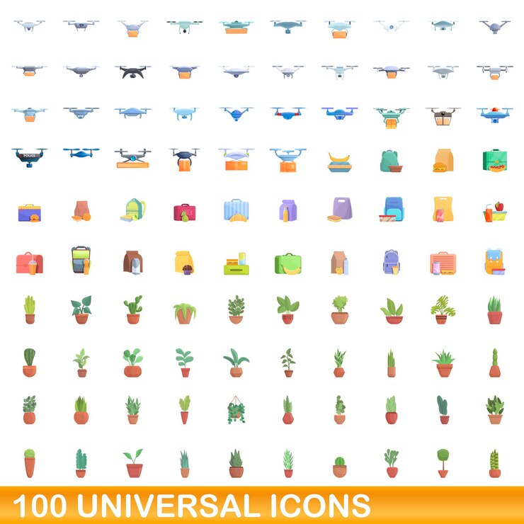 Vector 100 iconos universales, estilo de dibujos animados