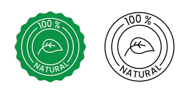 100 Natural Vector Icon Circle Sign Healthy Food Emblem Organic food Badge