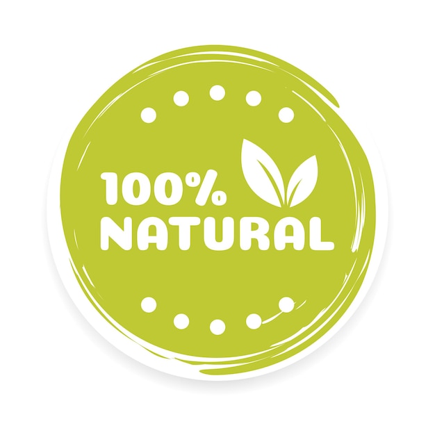 100 producto natural caligrafía con pincel de pegatina verde para inscripciones producto natural como cartel postal de publicidad vector de naturaleza ecológica