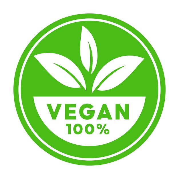 100 vegan sello icono vector logo