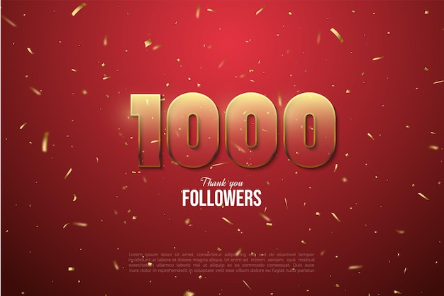 1000 seguidores con confeti dorado