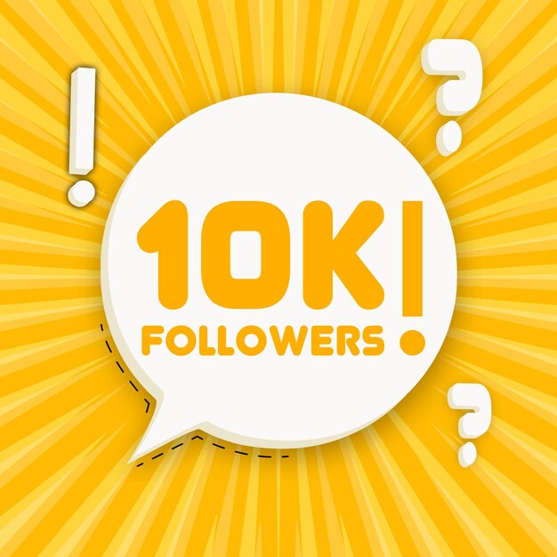 10k seguidores Burbuja de habla con 10k seguidores Concepto de negocio Ilustración 3D Estilo de arte pop Icono de línea vectorial para negocios y publicidad