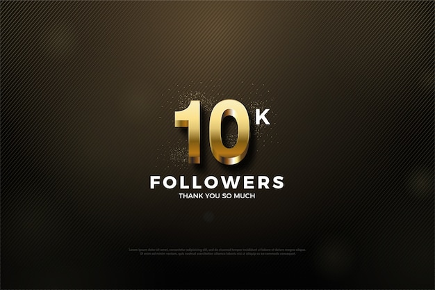 10k seguidores o suscriptores con números 3d de oro.