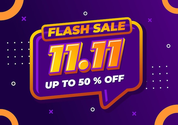 11.11 Diseño de plantilla de banner de venta flash de día de compras descuento de oferta especial Plantilla de banner de compras