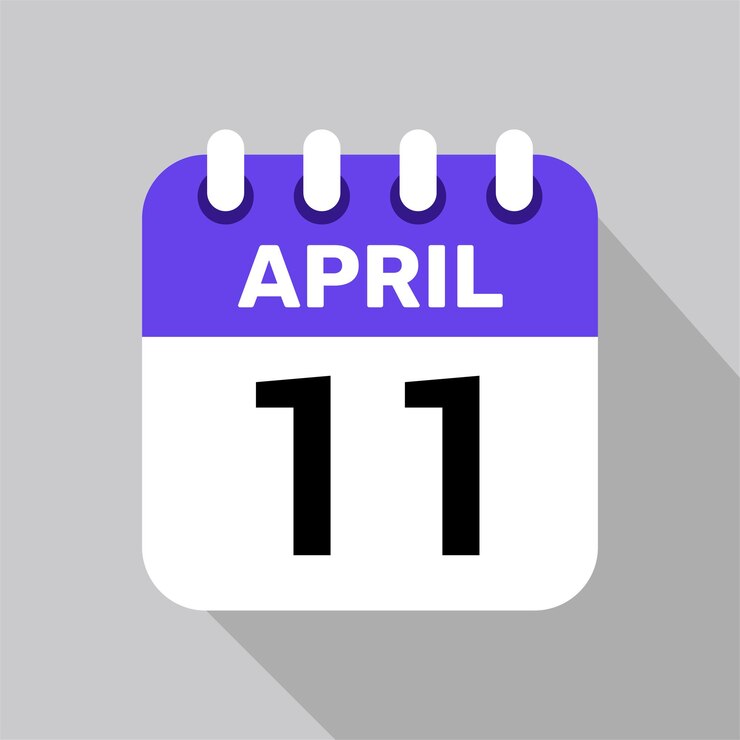 11 de abril icono de calendario página de texto diseño web mensual