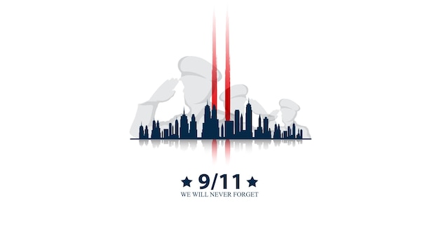 11 de septiembre: ilustración para el afiche o pancarta del Patriot Day USA.