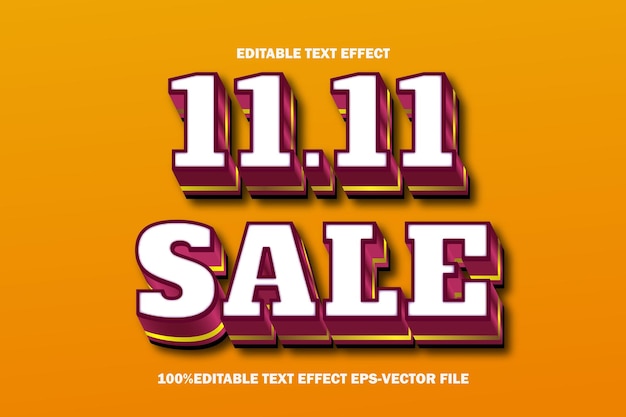 1111 Venta Efecto de texto editable Estilo de gradiente en relieve 3D