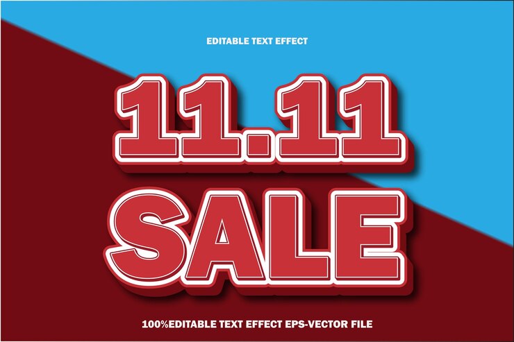 Vector 1111 venta efecto de texto editable estilo de gradiente en relieve 3d