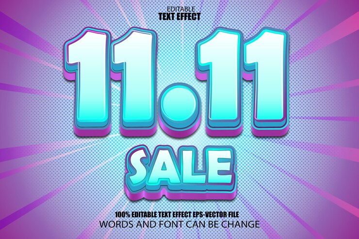 Vector 1111 venta efecto de texto editable estilo moderno