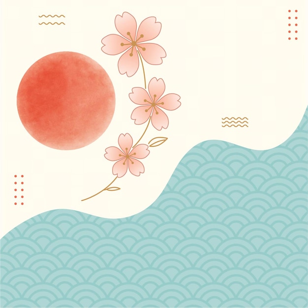 1178 Diseño japonés elegante con flores de cerezo