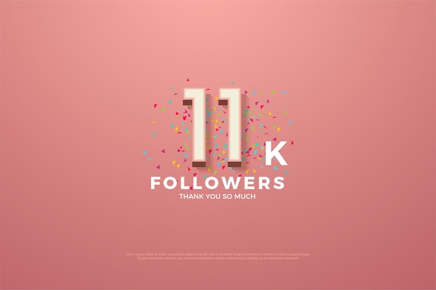 11k Seguidores con números y coloridos garabatos.
