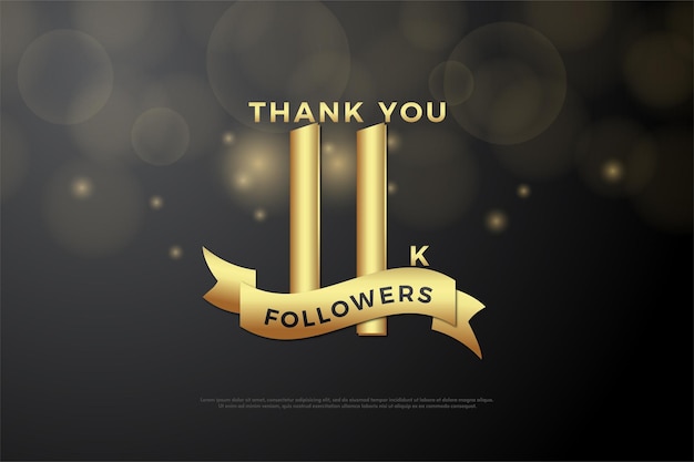 11k seguidores con números dorados y cinta.