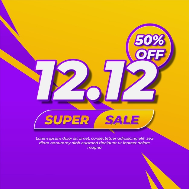 12 12 diseño de banner de super venta para promoción.