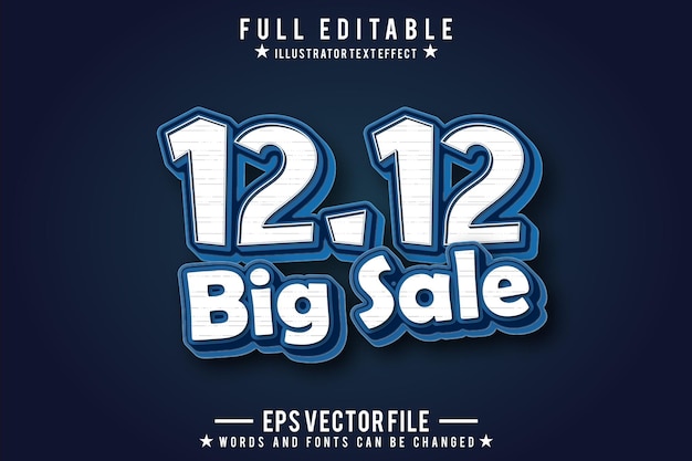 Vector 12.12 gran venta efecto de texto vectorial editable