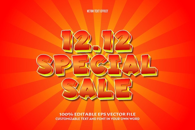 12.12 venta especial efecto de texto editable 3 dimensiones estilo cómic en relieve