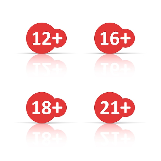 12 16 18 21 más icono en estilo plano Ilustración vectorial de censura en fondo blanco aislado Concepto de negocio censurado