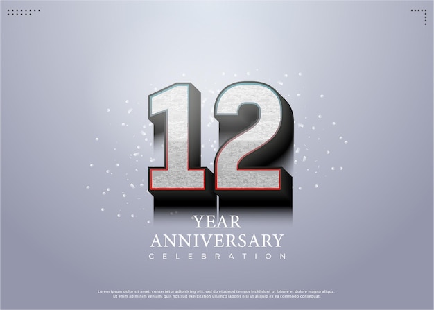 12 aniversario en diseño premium de vector de fondo azul